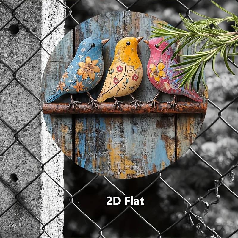 2D Flat 1pcs, Tin Sign Colorful Bird Garland Sign Vintage Aluminum Suitable for Home Wall Club Cafe Decoration 2D Flat