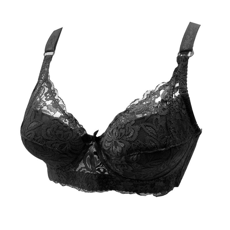

Женское нижнее белье с эффектом пуш-ап размера плюс 36-46, сексуальный однотонный бюстгальтер на косточках, кружевной бюстгальтер с цветочным принтом, тонкое удобное дышащее женское нижнее белье 42/95C чёрный