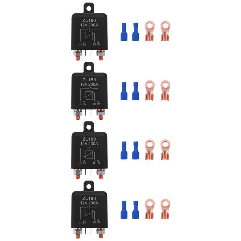 ABUL-12V 200A Relay Car Truck Engine Automobile Boat Car Starter Heavy Duty Split Charging ZL180 With 2 Pin Footprint [4 Set] NONE