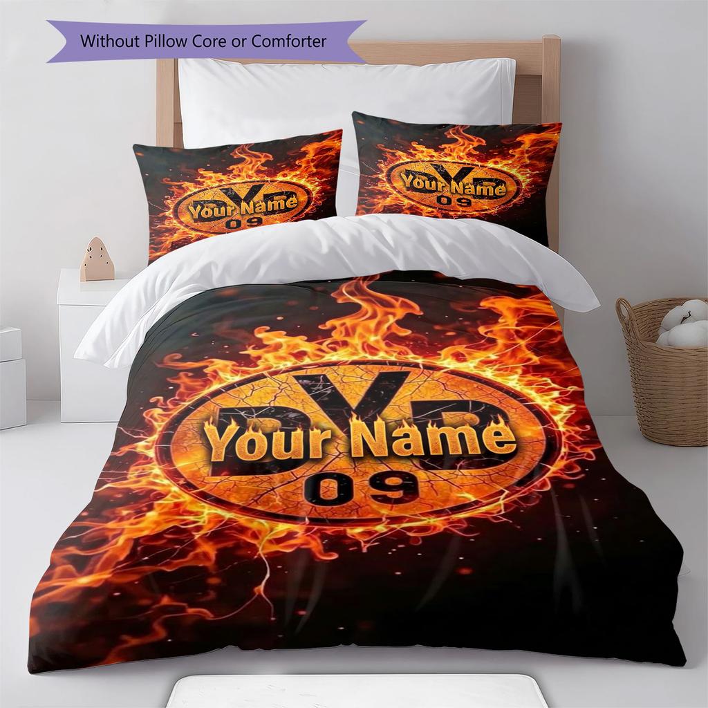 Bvb Fan Gear Custom Name Pattern Bedding Quilt Set Quilt Cover Pillowcase Home Birthday Gift(1 * Duvet Cover + 2 * Pillowcase, Without Core)
