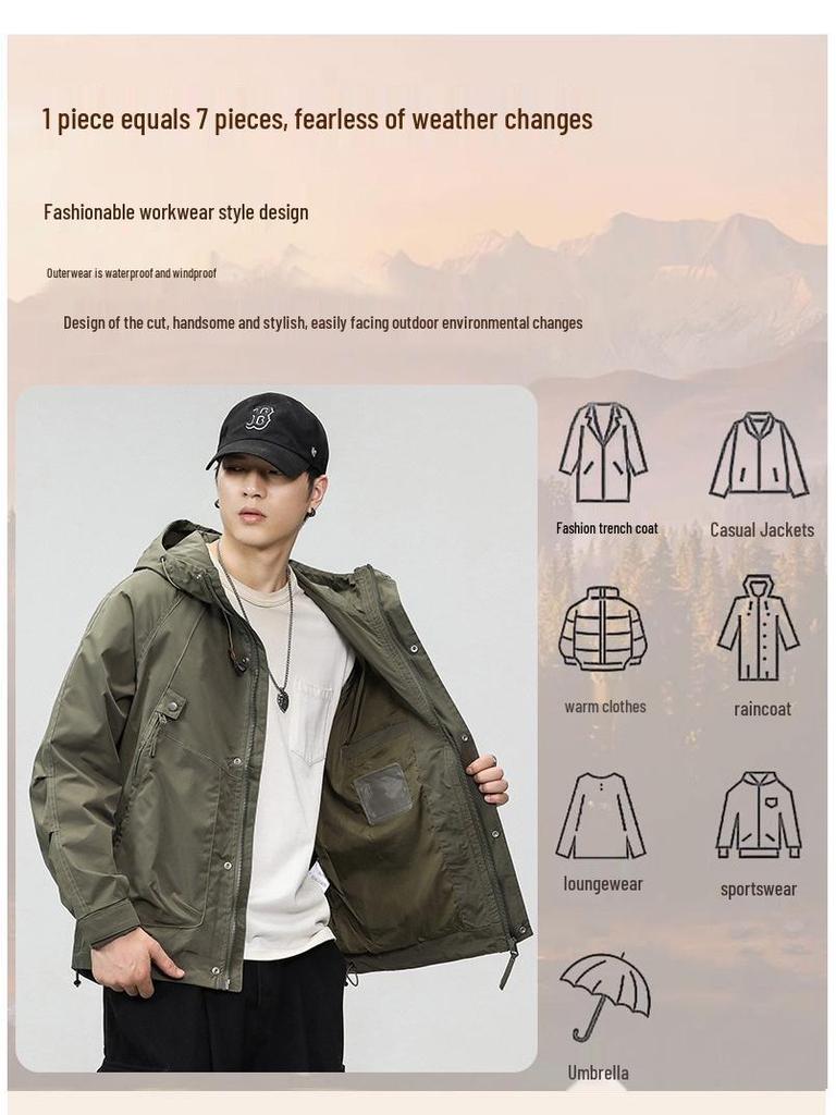 Men's 2025 Military Green Waterproof Windbreaker Jacket - Spring/Autumn Style