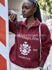 Trendy American Retro Design Lapel Zipper Hoodie for Women