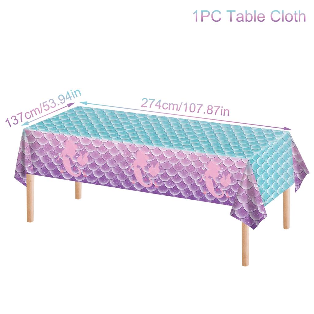 Zestaw naczyń jednorazowych Syrenka Talerze papierowe Kubki Mała Syrenka Dekoracje na przyjęcie urodzinowe Dziewczęce Baby Shower Artykuły imprezowe