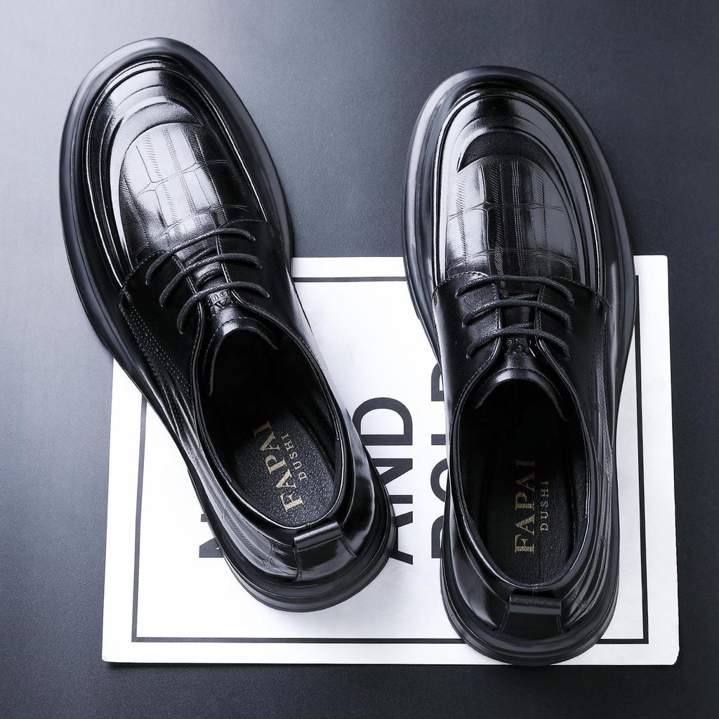 2025 Leather Shoes Men's Premium British Style Leather Men's Shoes First Layer Cowhide Business Casual Wedding Derby Shoes Big Head