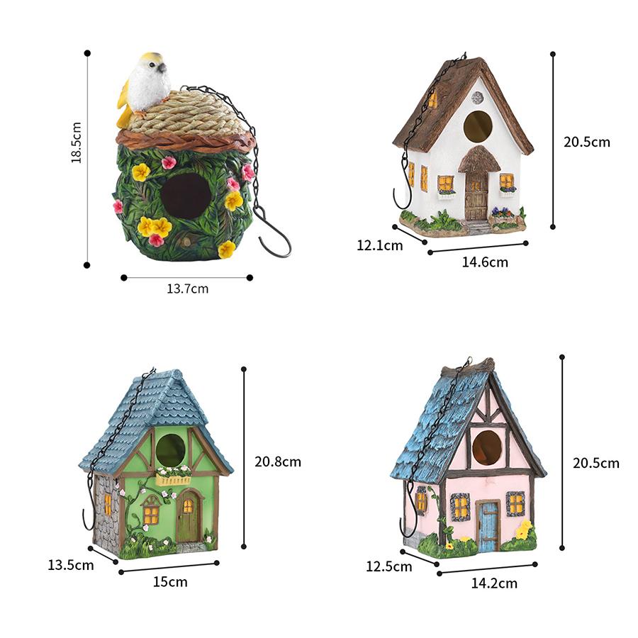 Resin Birdhouse for Outdoors - Hanging Garden Decoration Cabin, Perfect Gift for Bird Lovers & Small Birds