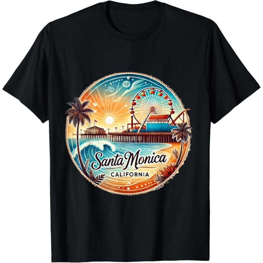

Santa Monica California CA Pier T-Shirt XXXXXL чорний