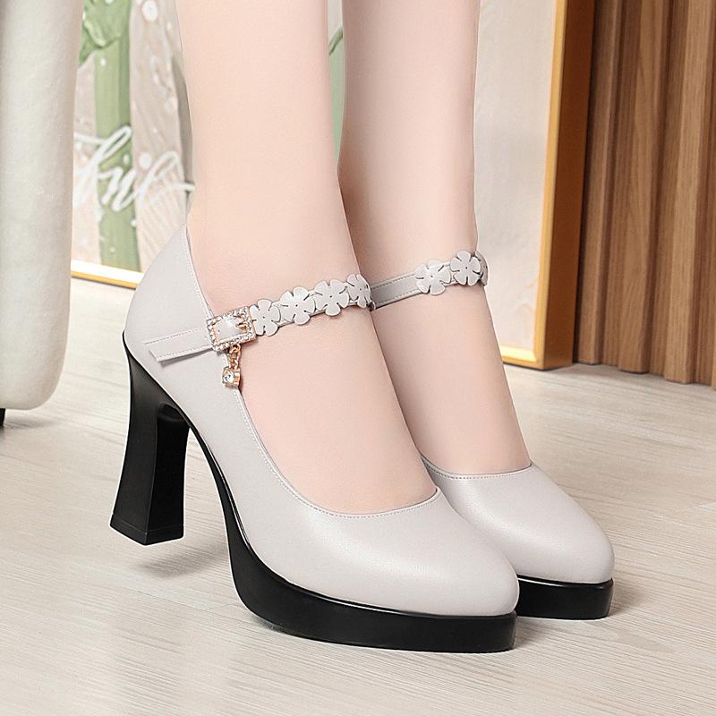 High Heels Platform Pumps 2025 Spring New Fashion High Heels Shoes Woman PU Leather Waterproof Shoes Femme Ladies Office Shoes