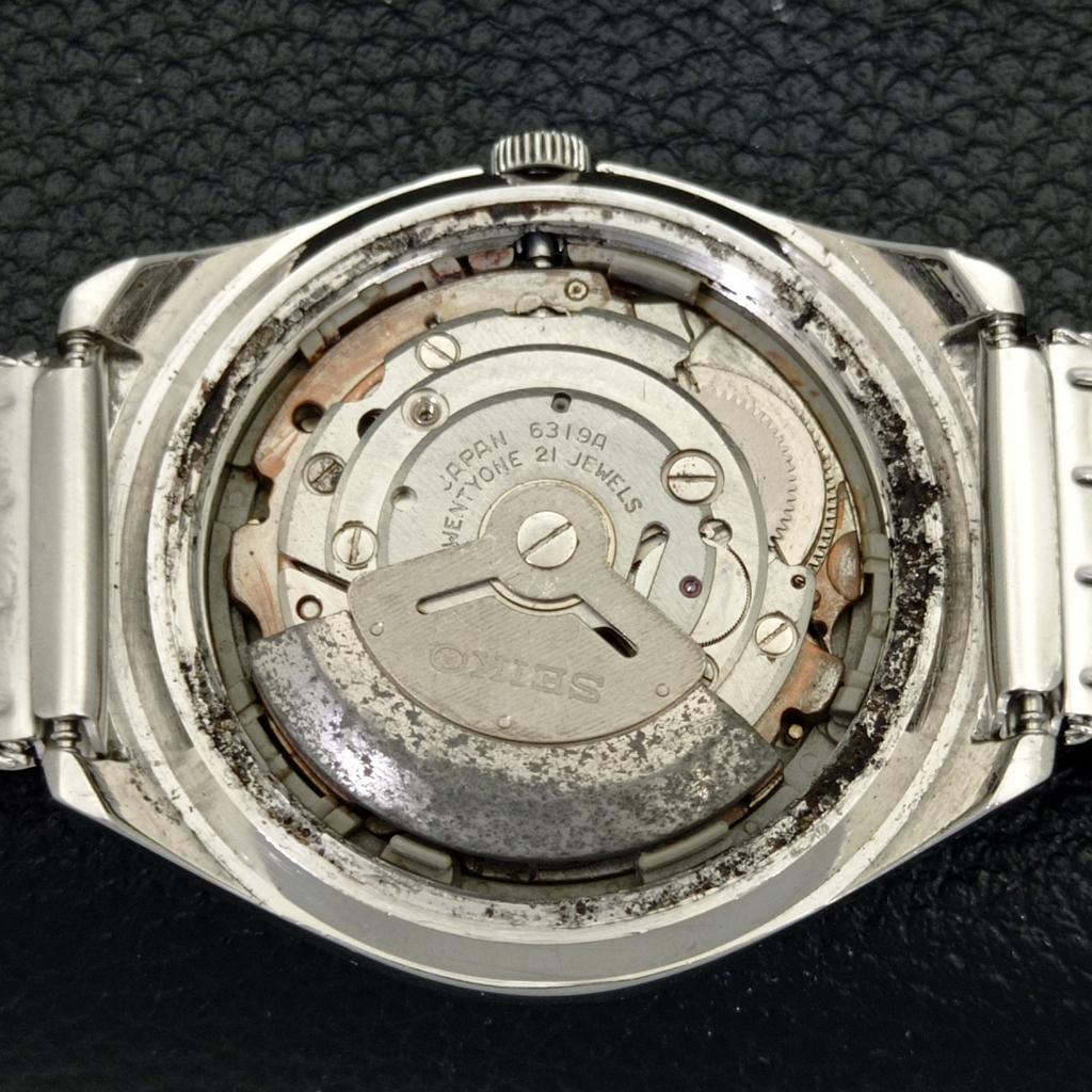 USED VINTAGE SEIKO 5 AUTOMATIC 6319A JAPAN MENS SILVER DIAL WATCH a433836-2 R119-a433836