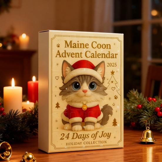 Katteelskere Adventskalender 24-dagers Jule-nedtelling Dekorasjon 2D Flat Akryl Katteanheng Multifunksjonell