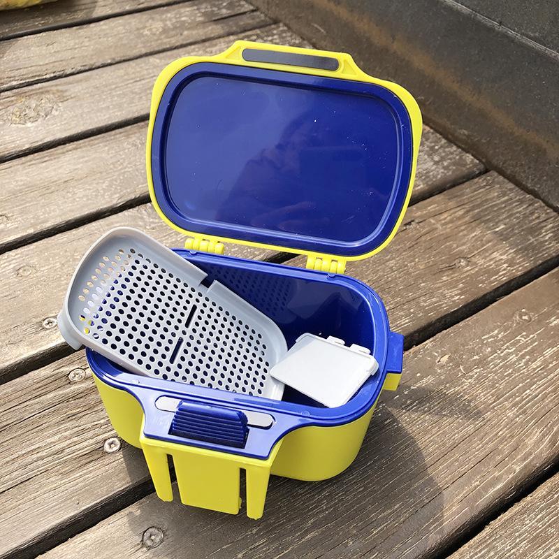 Auslaufsichere Angelköderbox mit atmungsaktiver Belüftungsschicht, Haken-Organizer für lebende Maden, für das Angeln vom Ufer aus