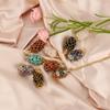 Natural Colorful Crystal Gravel Amethyst Copper Wire Hand-Woven Mesh Pocket Pendant Necklace N657