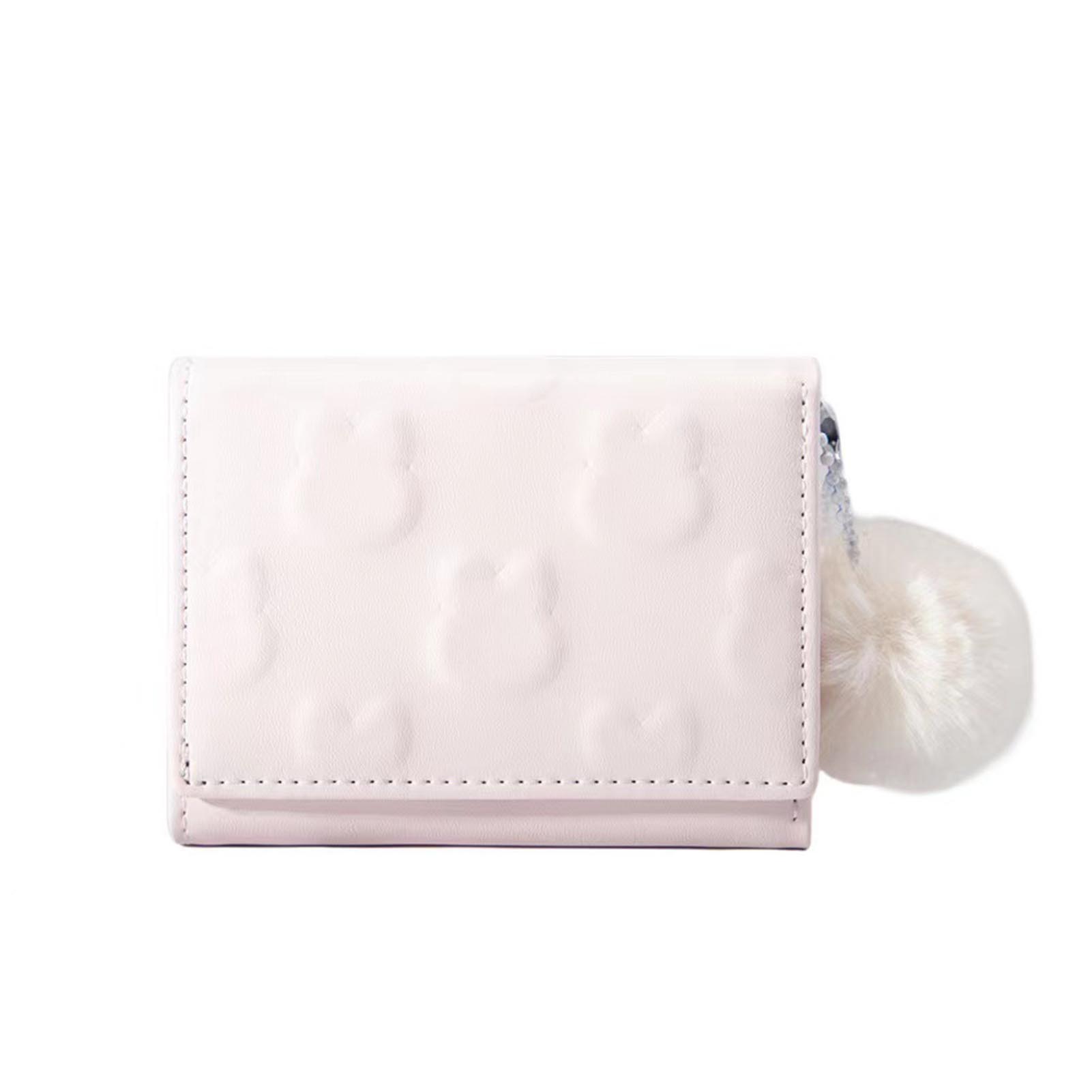 

Sweet Short Ladies Wallet Rabbit Three-Fold Large Capacity Short Purse Gift for Girls Ladies Women рожевий