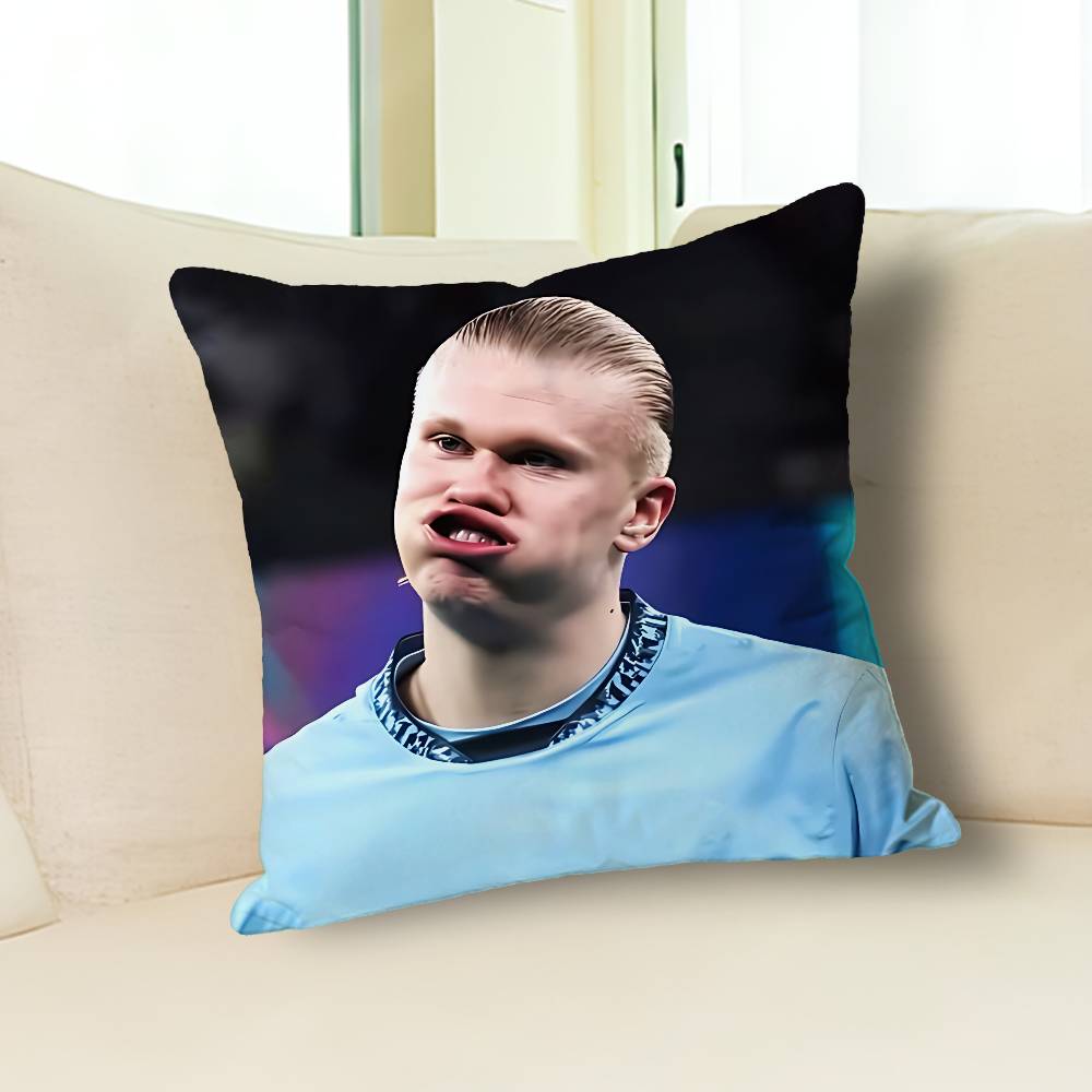 Funny H-Haaland Meme Pillow Case Modern Home Decorative Cozy Plush Pillowcase For Living Room Bedroom Sofa