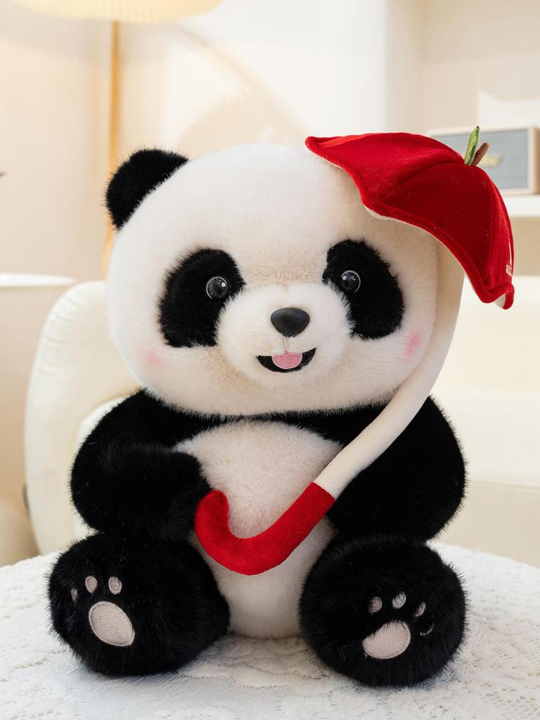 Cute Umbrella Handheld Panda Plush Backpack Doll Pp Cotton Filling