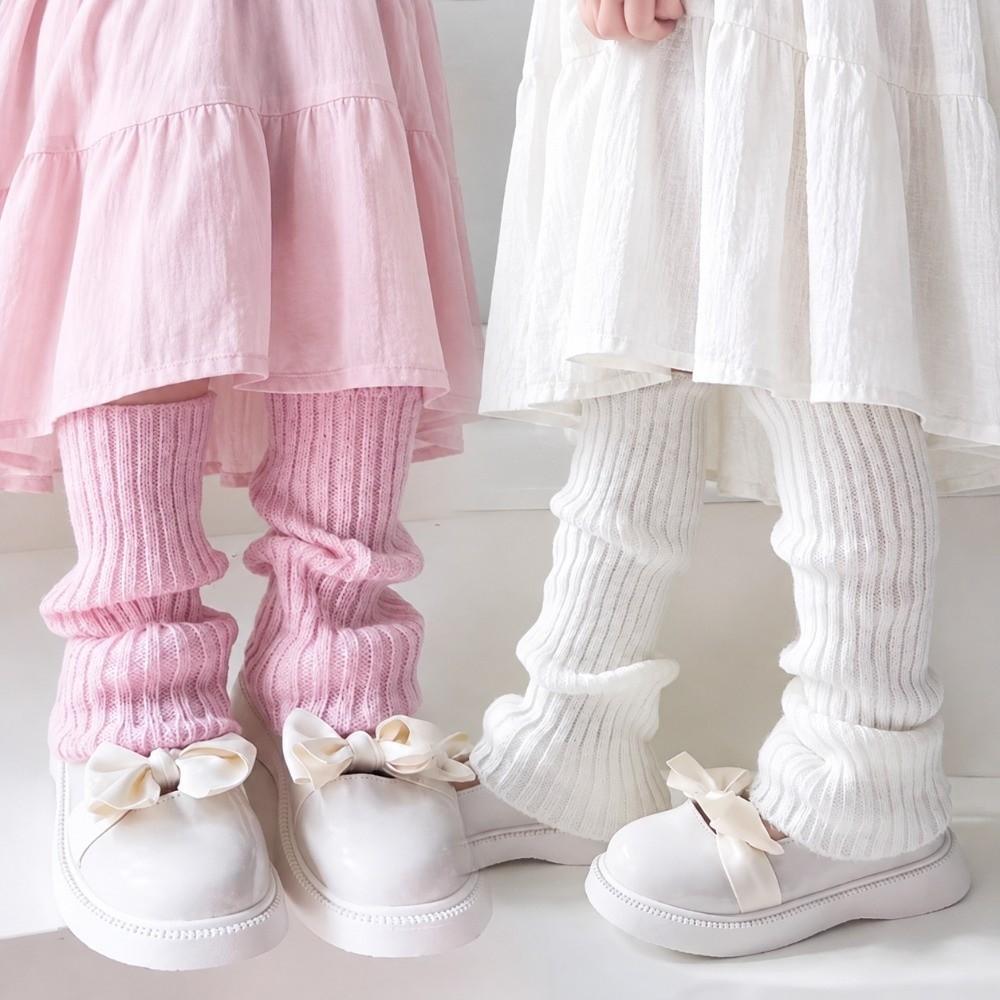 1 Pair Keep Warm Ribbed Leg Warmers Windproof Boot Cuffs Cute Knitted Foot Cover  Kids Girls