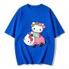 2026 Summer Trendy Cute Hello Kitty Driving Pink Car Graphic Couple Tshirts Streetwear  Family Matching Parentchild Clothing