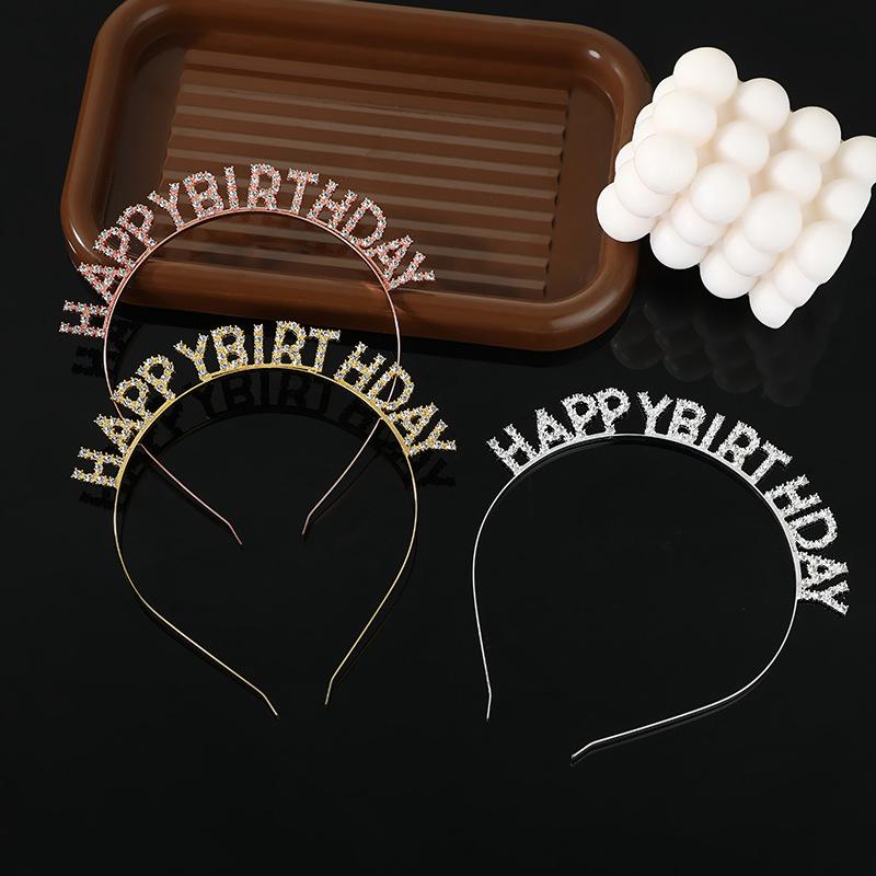 Diamantová čelenka Happy Birthday Abeceda Girl Čelenka Birthday Party Dekorace dárek