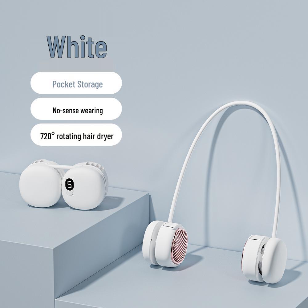 

Portable Leafless Hanging Neck Fan - Mini USB Rechargeable, Silent, Brushless Design for Outdoor Sports 58 x 58 x 48.5 mm слонова кістка/білий