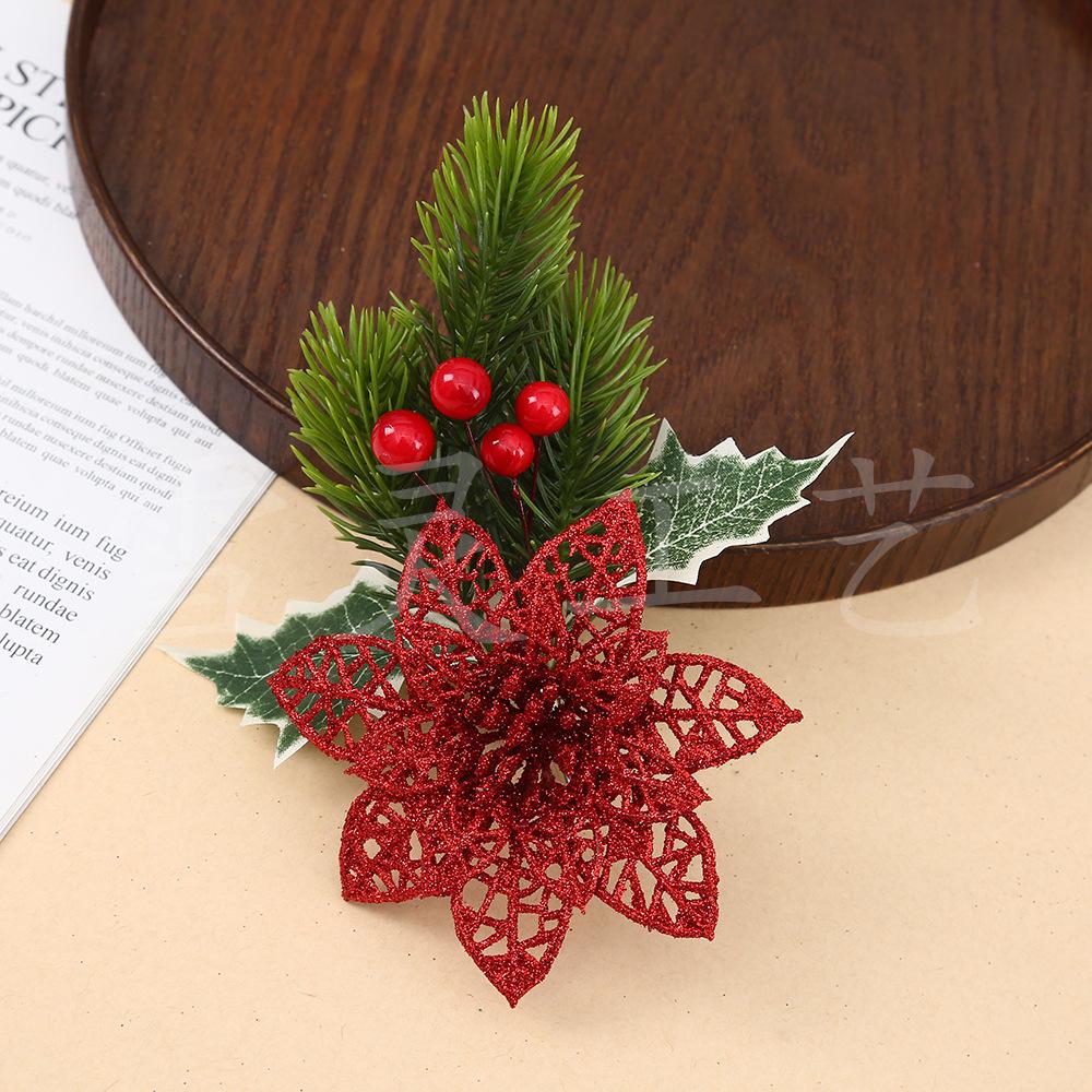 Christmas Flowers, Christmas Celebration Decorations, Scallion Powder with Hollow Flowers, Christmas Tree Decorations, Pendants, Ornaments, Handicraft
