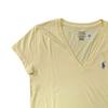 Polo Ralph Lauren Solid Color Logo Embroidered V-Neck Short Sleeve T-Shirt Women Tops Yellow 211682523-089