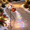 Fairytale Style Lawn Lights Christmas Garden Stake Light 3D Santa/Snowman Holding Glowing Cauldron Yard Weather Resistant Decorations Lamp