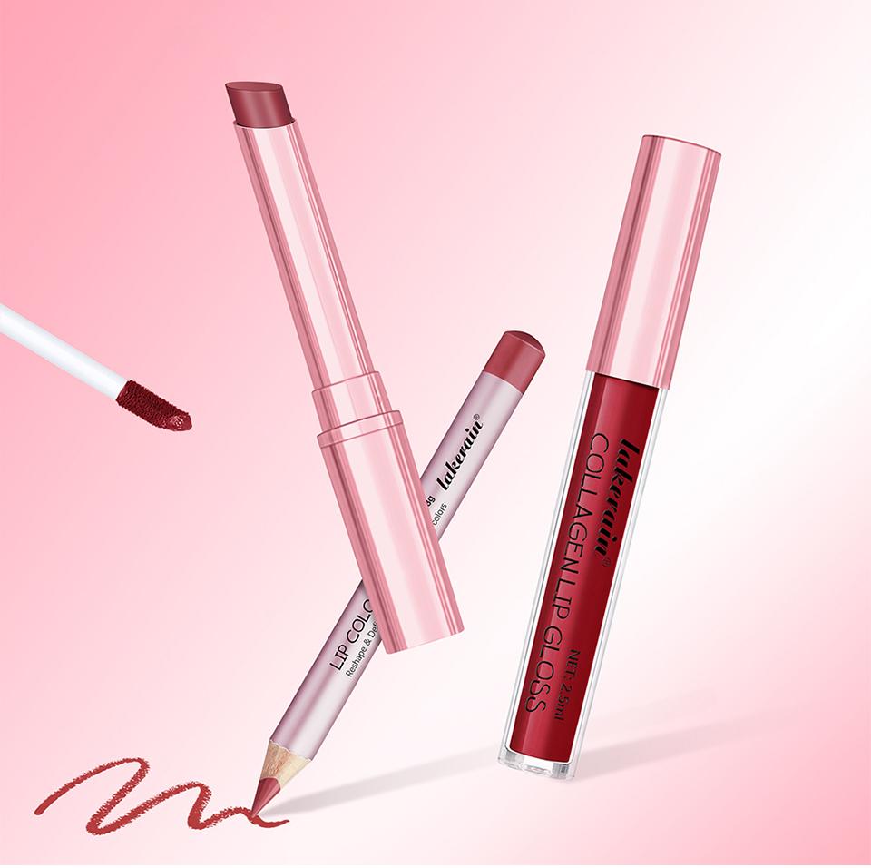 Combo Labbra Rossetto Opaco + Matita Labbra Set Lucidalabbra Idratante Opaco Impermeabile Lunga Durata Set Rossetto Labbra Set Trucco Labbra