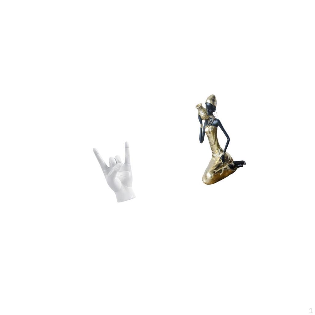 Creative Resin Hand Gesture Sculpture with African Tribal Lady Art for Apartment Bedroom Restaurant