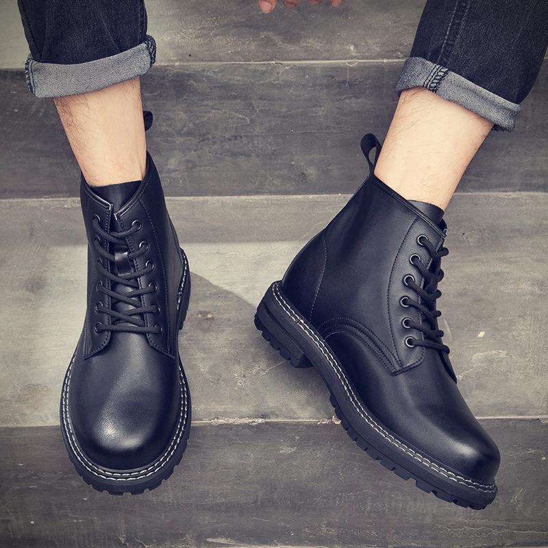 Martin Boots Men's Cowhide 2025 New Winter Velvet Warm High-top Cotton Shoes Men's Locomotive Boots Men's 2025