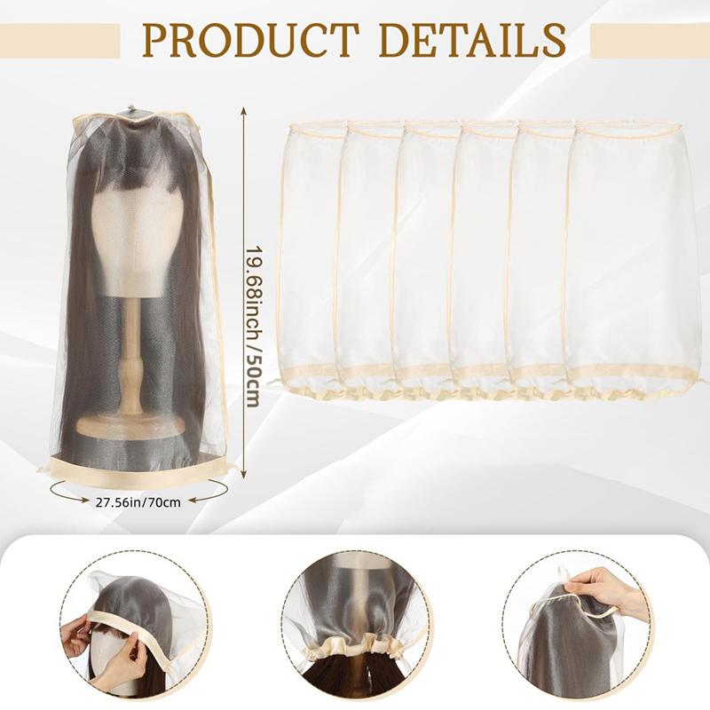 3 Stück Unisex Erwachsenen Perücke Staubbeutel Verstellbar mit Kordelzug Tragbarer Reiseorganizer zum Schutz der Perücke vor Schmutz Staub zum Verpacken