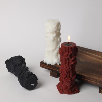 1 Stück Römische Säule Europäische Säule Floral Aromatherapie Wachs Einfache Schnitzerei Rotierende Säulenförmige Verzierung Desktop