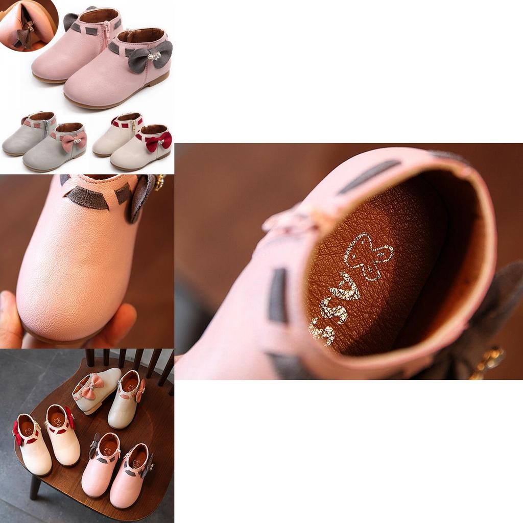 Charming Toddler Baby Girl Leather Moccasins With Bowknot And Zipper Design