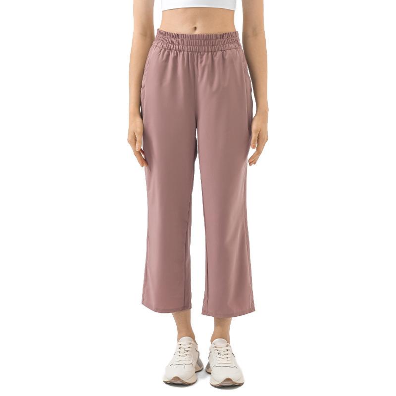 Spring and summer versatile loose sports and leisure eight points four-sided elastic fitness running outdoor fitness straight pants SS