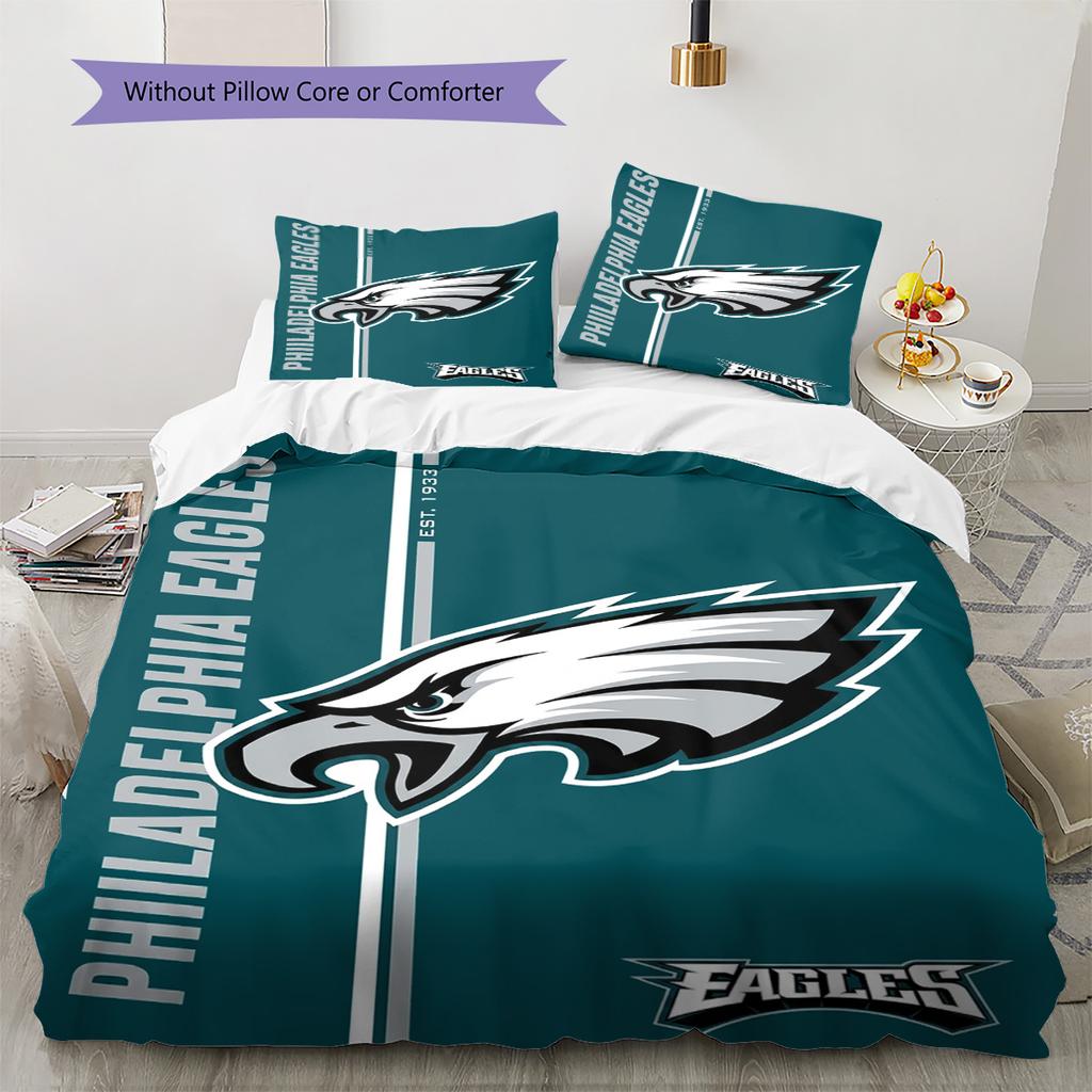 Set Biancheria da Letto con Fantasia Philadelphia Eagles Copripiumino Federa Decorazione per la Casa Regalo (1 * copripiumino + 2 * federa, senza nucleo)