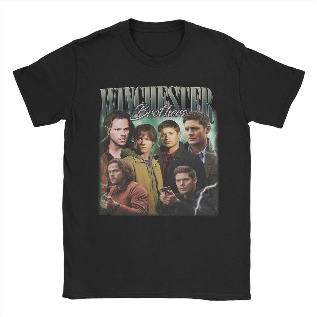 Dean Winchester Brothers Sam Supernatural Movie Unisex Women T Shirt Leisure Tee Shirt Short Sleeve Round Neck TShirt Cotton Tops