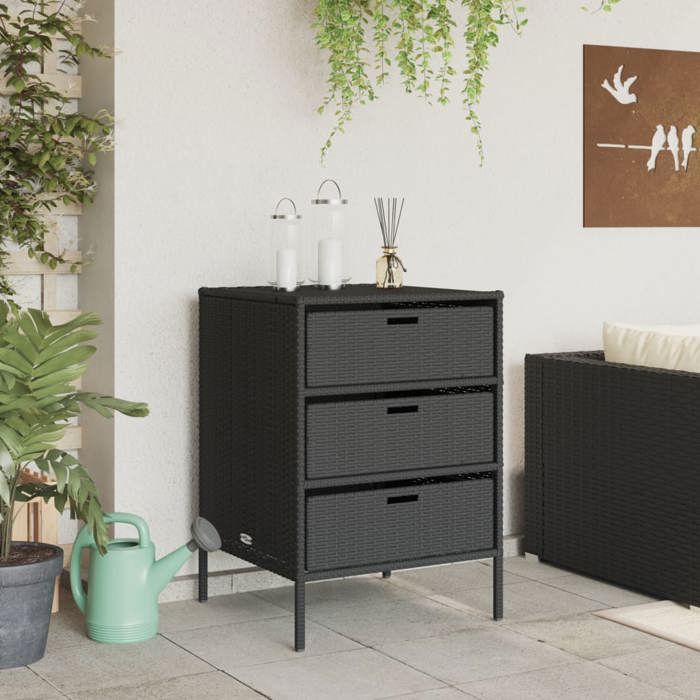 VidaXL Garden Storage Cabinet Black 55x59x80 Cm Woven Resin 365551