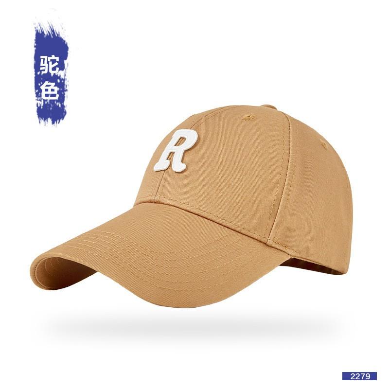 Korean Style R Baseball Cap Women Men Adjustable Wide Brim Sun Hat Cotton Casual Sport
