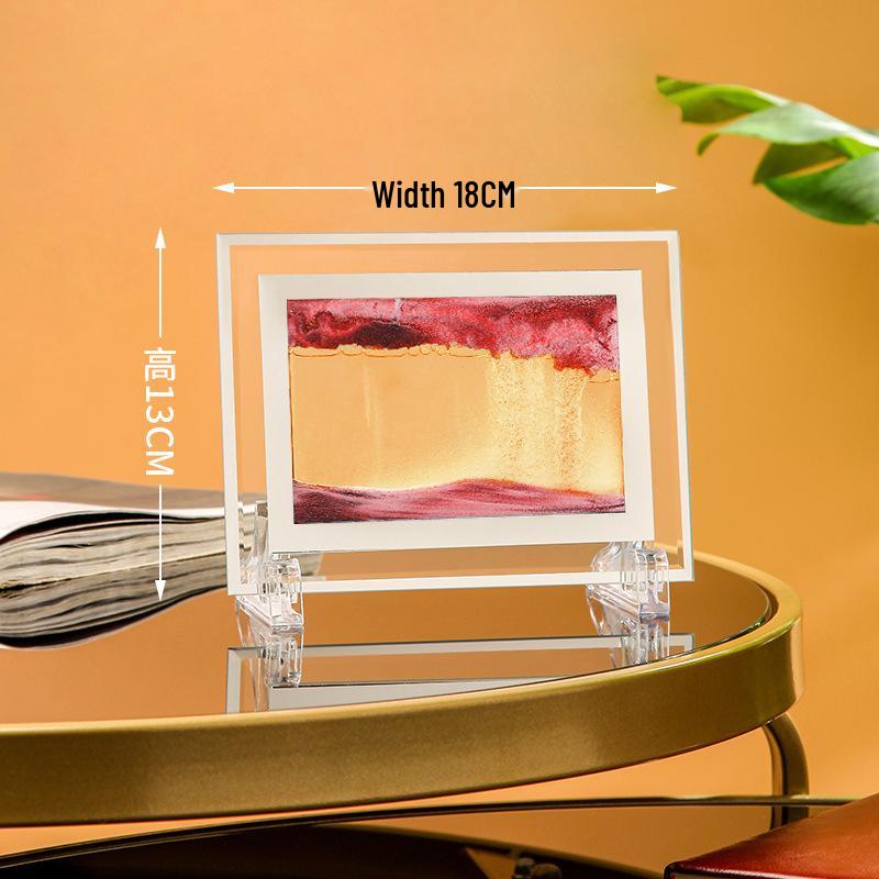 Ornament 3D Ruchomy Piasek Lustrzane Krawędzie Kwadratowy Obraz do Salonu - Szklana Dekoracja Rękodzieła Zestaw na Prezent