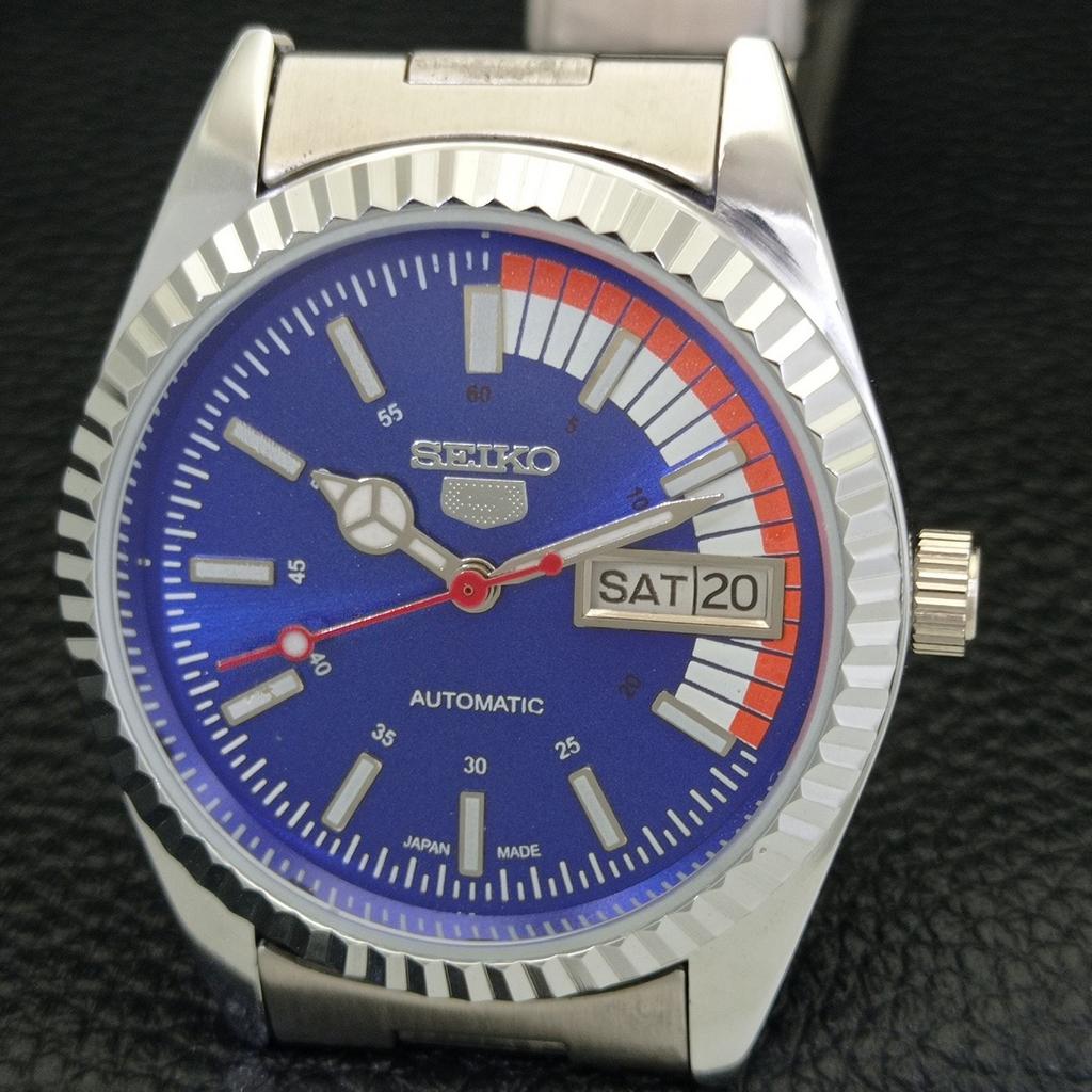 VINTAGE REFURBISHED SEIKO 5 AUTOMATIC 6309A JAPAN MENS BLUE DIAL WATCH a440717-4 Sk-a440717