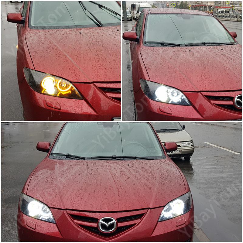Cotton Switchback LED Dual Color Angel Eye White Amber turn signal light For Mazda 3 mazda3 BK 2003-2008
