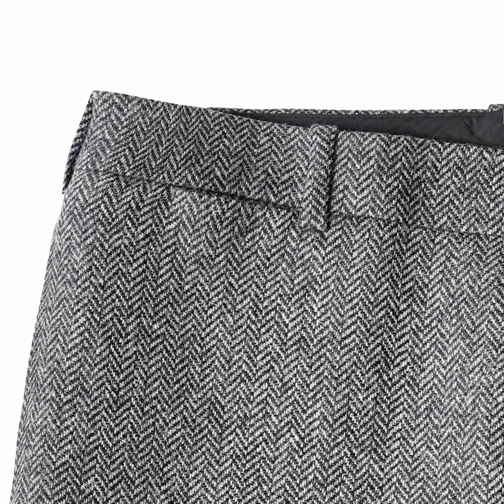 Bancheu Herringbone Tweed Wool Trousers - Grey