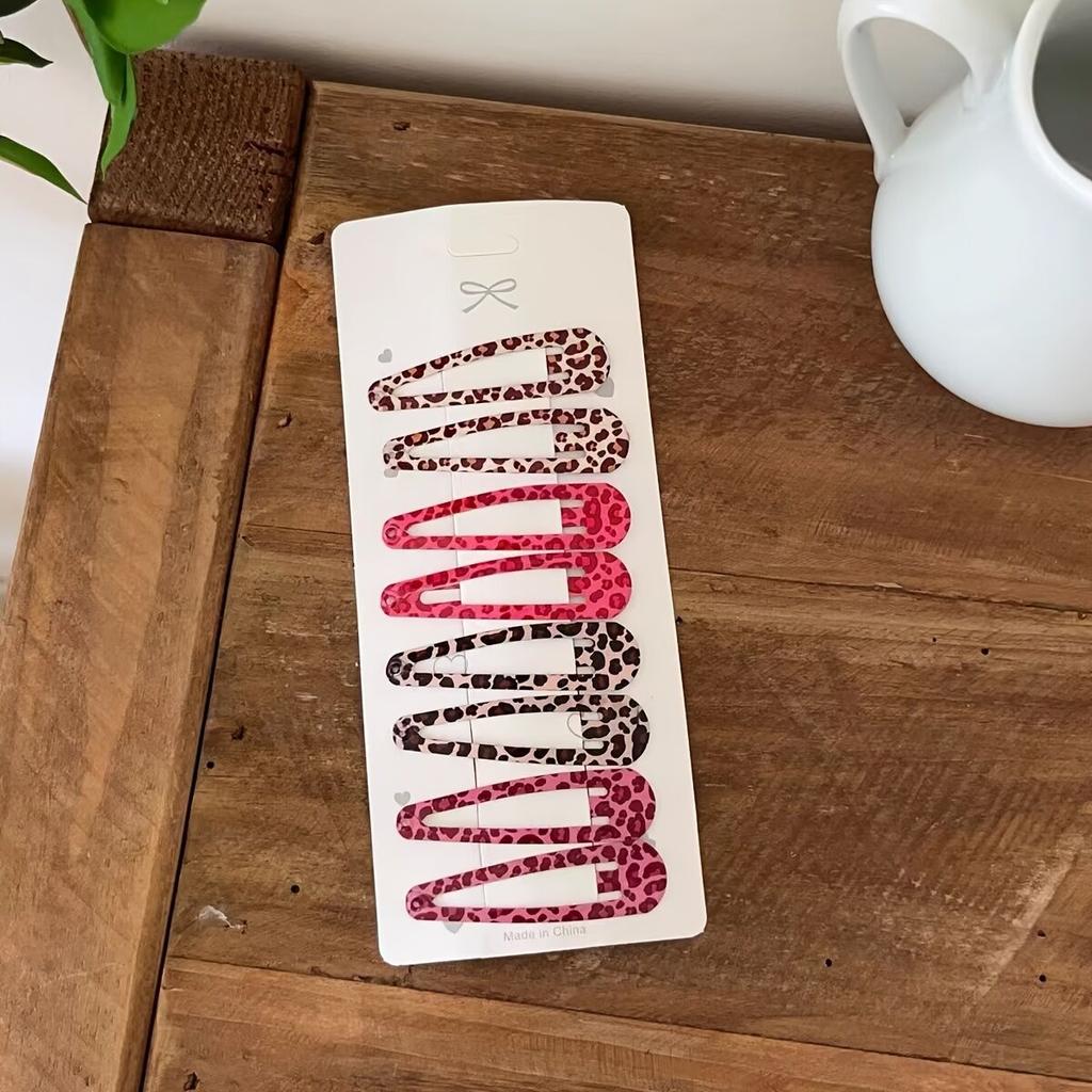 8pcs/set Leopard Print Hair Clips for Women Girls Vintage Geometric Star BB Clips Bangs Hairpins Barrettes Hair Accessories Set