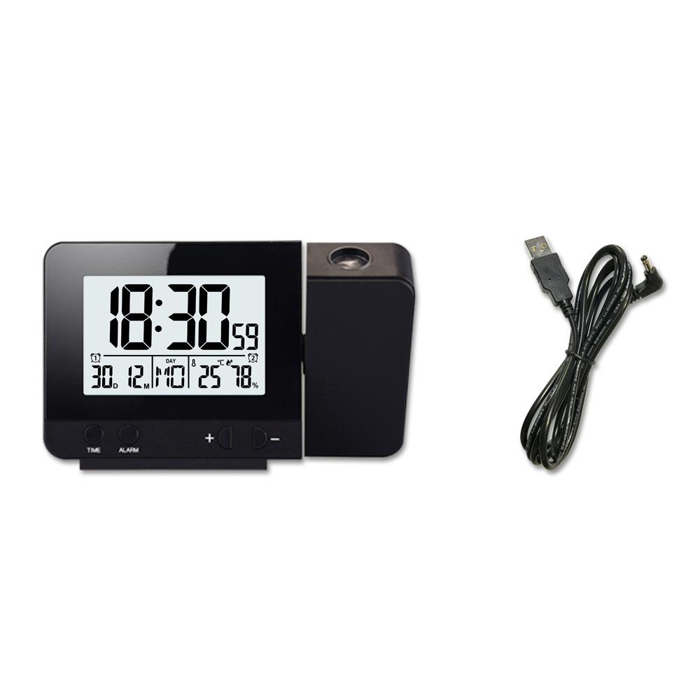 

Проекционный будильник, цифровые настольные часы с термометром, гигрометром и дисплеем чёрный