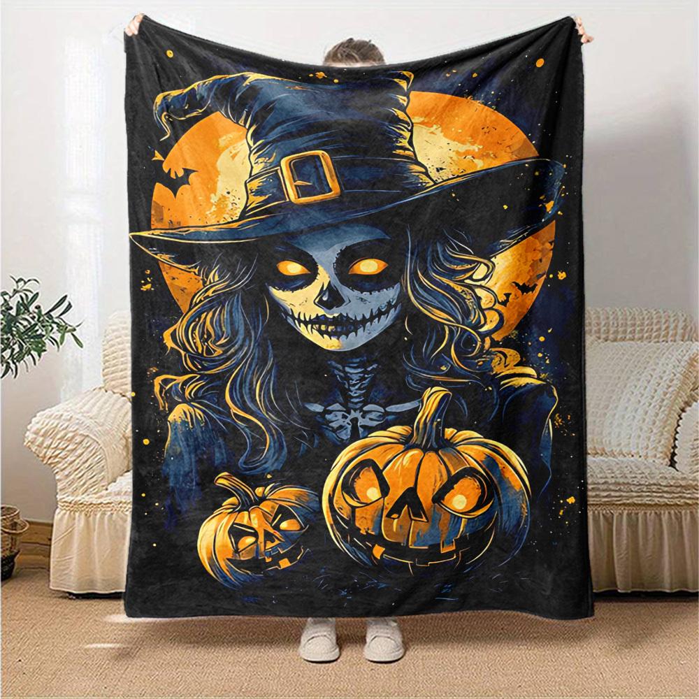 1pc Halloween, witch Throw Blanket Soft Flannel, Cozy All Season Polyester Perfect for Home, Office
