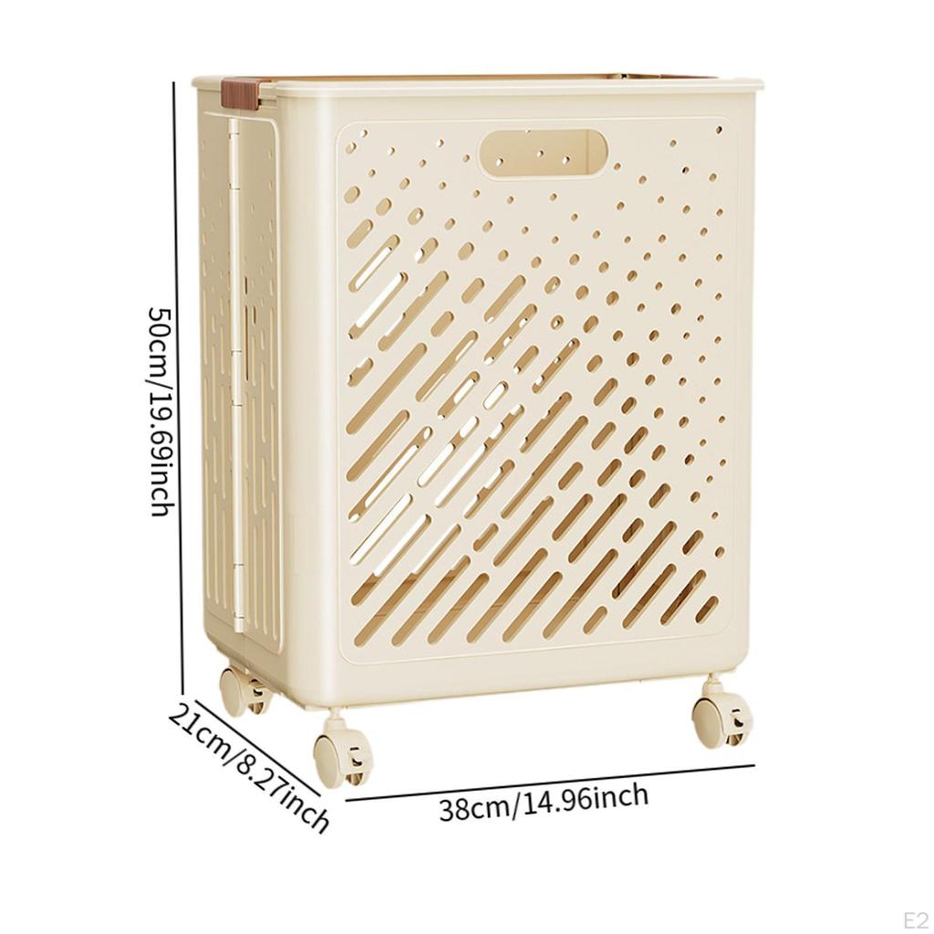 Dirty Clothes Basket Bathroom Laundry Rolling Wheeled Storage Organization Rack for