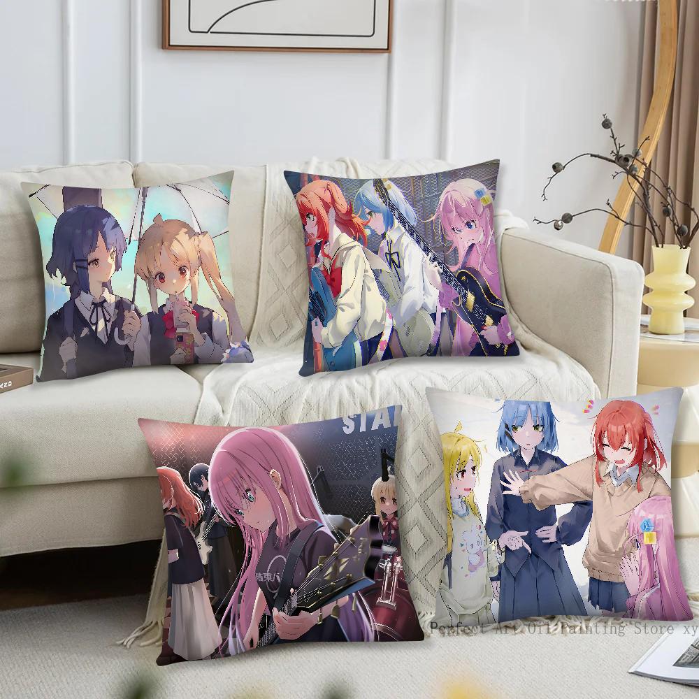 Anime Bocchi The Rock Pillow Case Square Pillow Bedroom Sofa Leisure Comfort Cushion Car Living Room Home Decoration