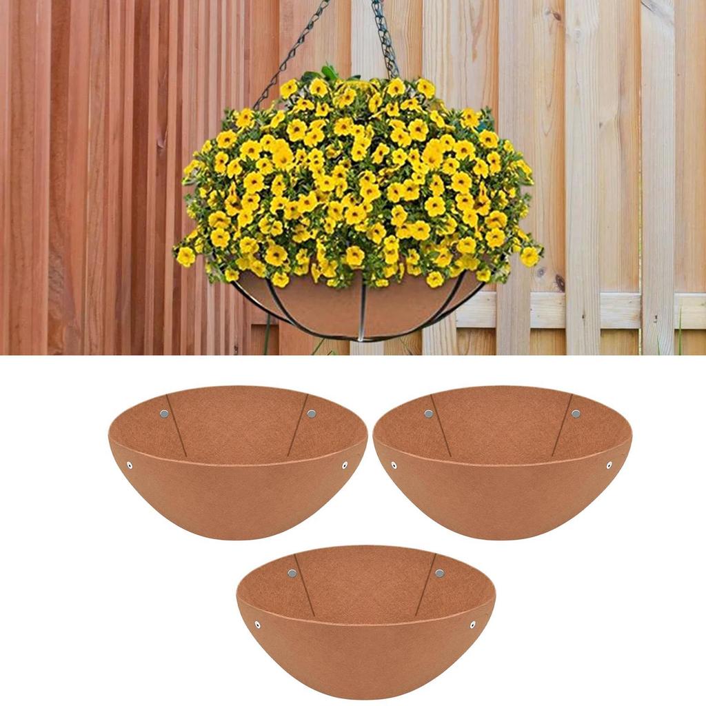 Planter Liners 3 Pieces Natural Plant Felt Mat Breathable Round Basket Liners For Window Garden Flower Bed Reptiles Orchid