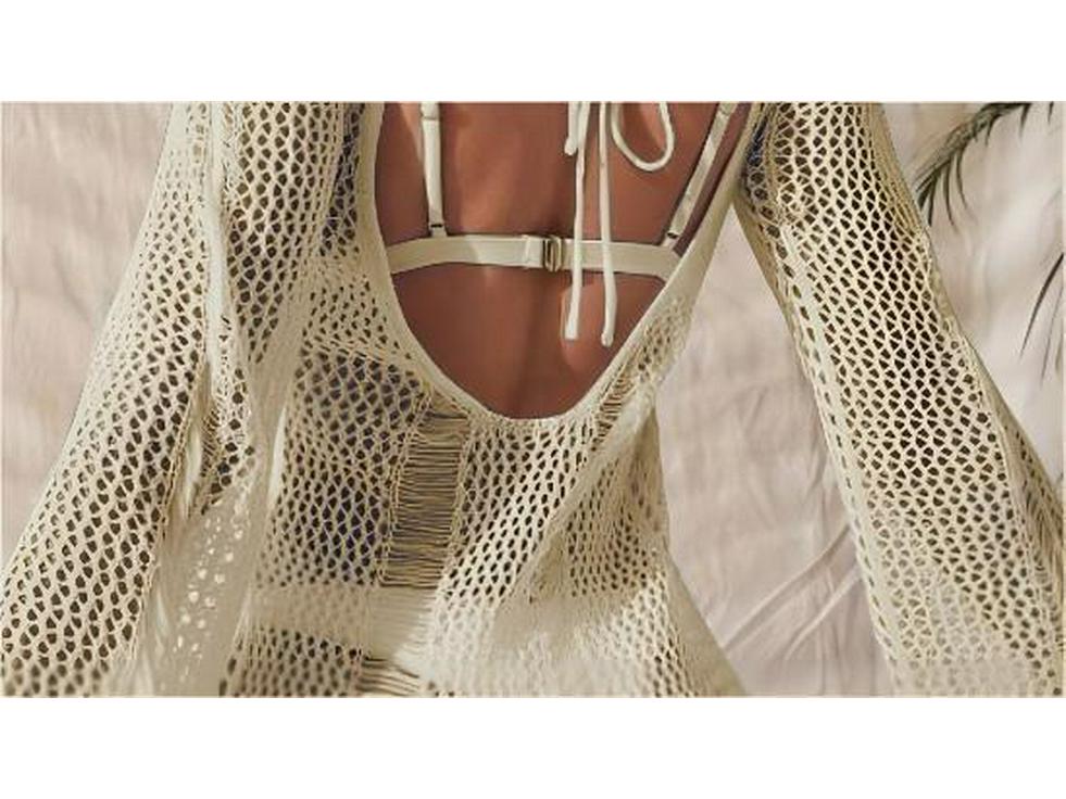2024 Knit Hollow Backless Beach Cover-up Sun Protection Dress
