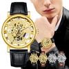 Vintage Men Watch Hollow Round Dial Faux Leather Strap Casual Formal Watch Accurate Quartz Wristwatch Fashion Jewelry Gift