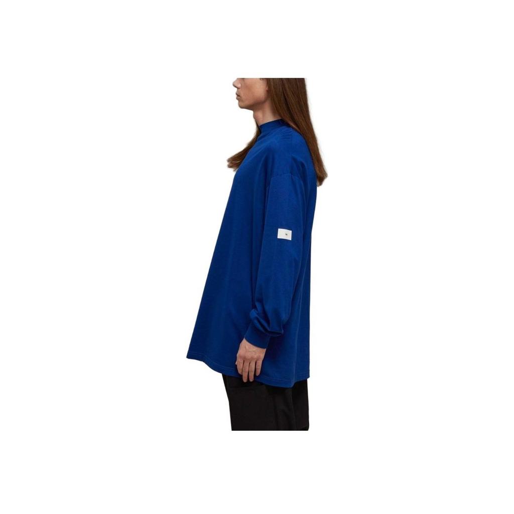 Y-3 SS23 Solid Color Minimalist Versatile Turtleneck Long Sleeve T-Shirt Men Tops Blue IB4775