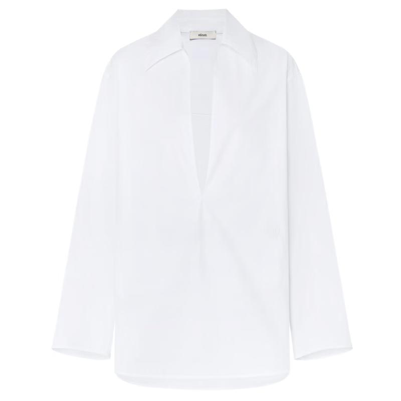 Edition Women s Autumn Deep V-Neck Loose Long-Sleeve Cotton Shirt S 160